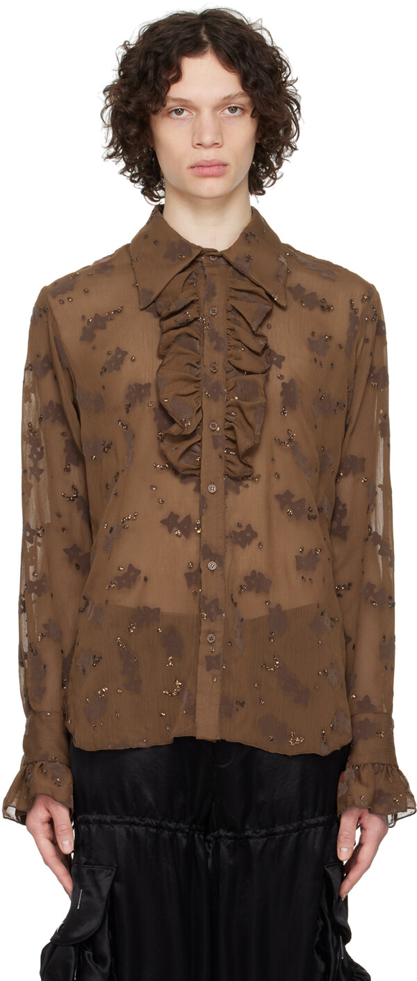 

Эксклюзивная коричневая рубашка SSENSE Anna Sui