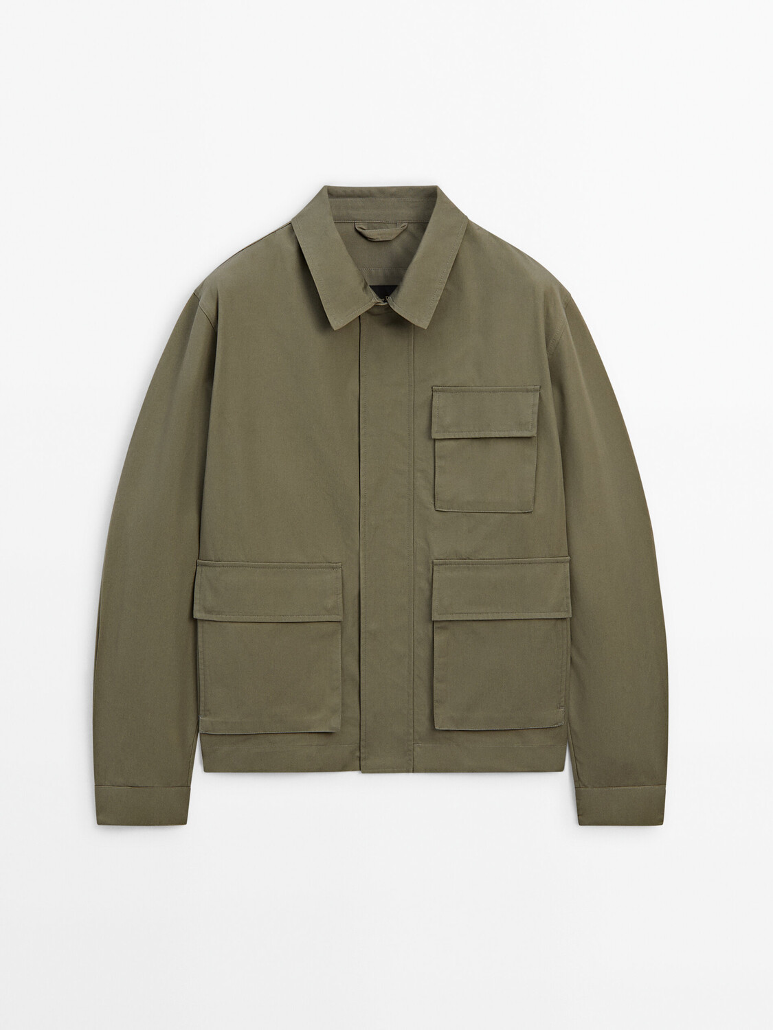 

Укороченная куртка с карманами Massimo Dutti, хаки