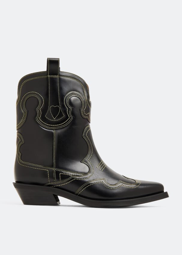 

Ботинки GANNI Embroidered Western boots, черный