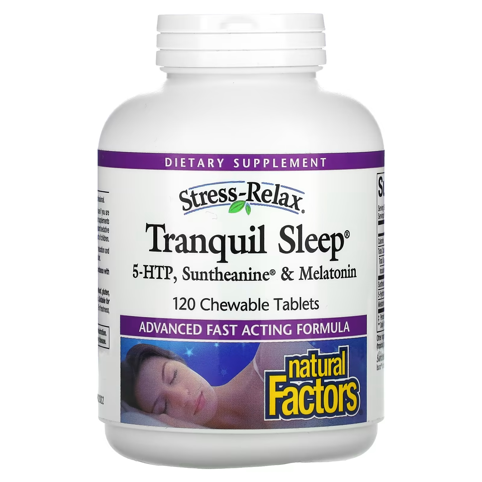 Natural Factors Tranquil Sleep, 120 жевательных таблеток natural factors osteomove дополнительная забота о крепости суставов 120 таблеток