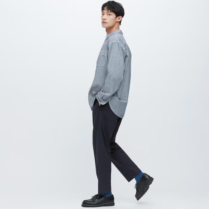 Мужские брюки Uniqlo Smart Ankle Length Trousers, тёмно-синий - фото