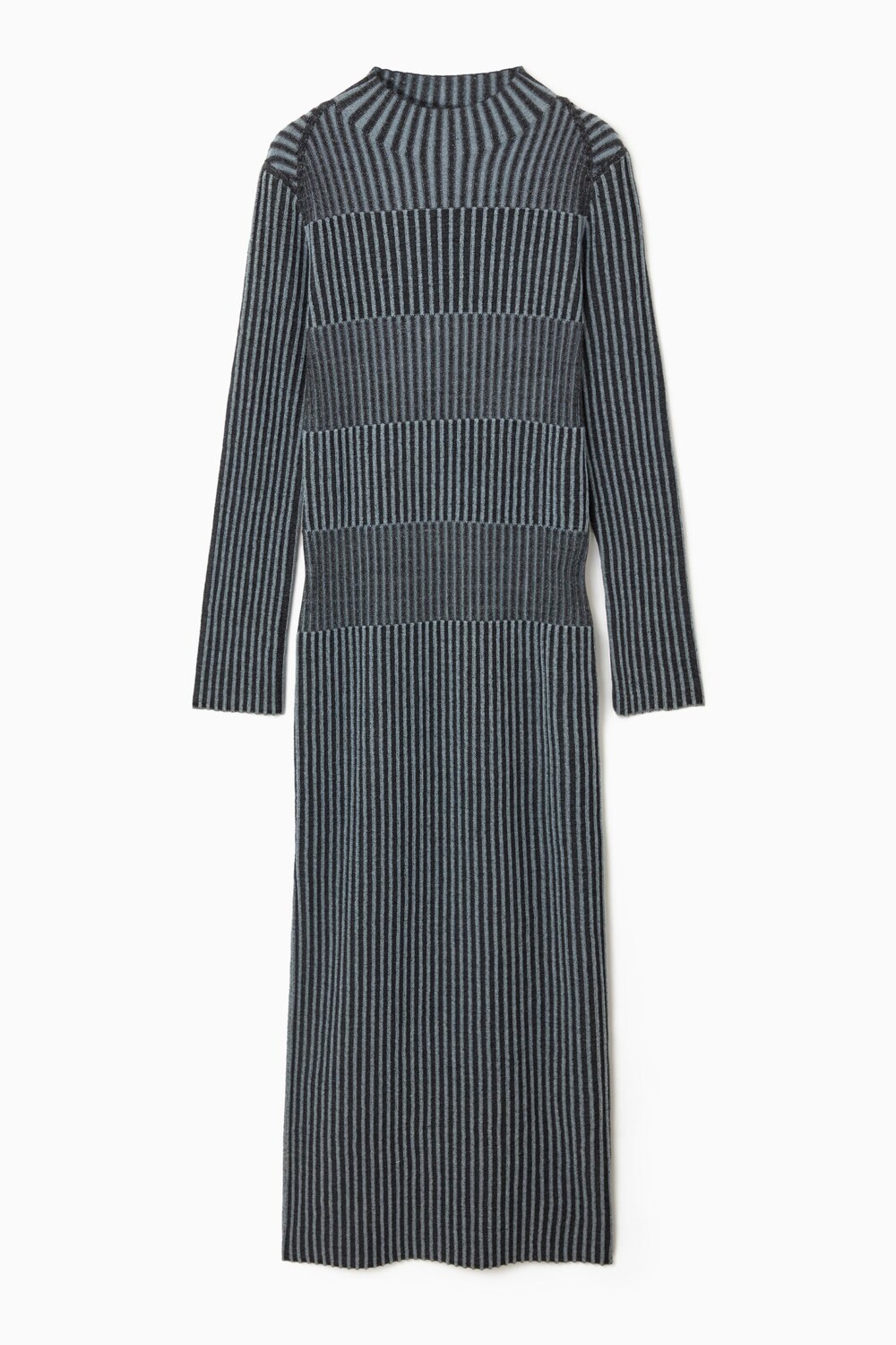 

Платье миди COS Striped Rib-Knit, серый