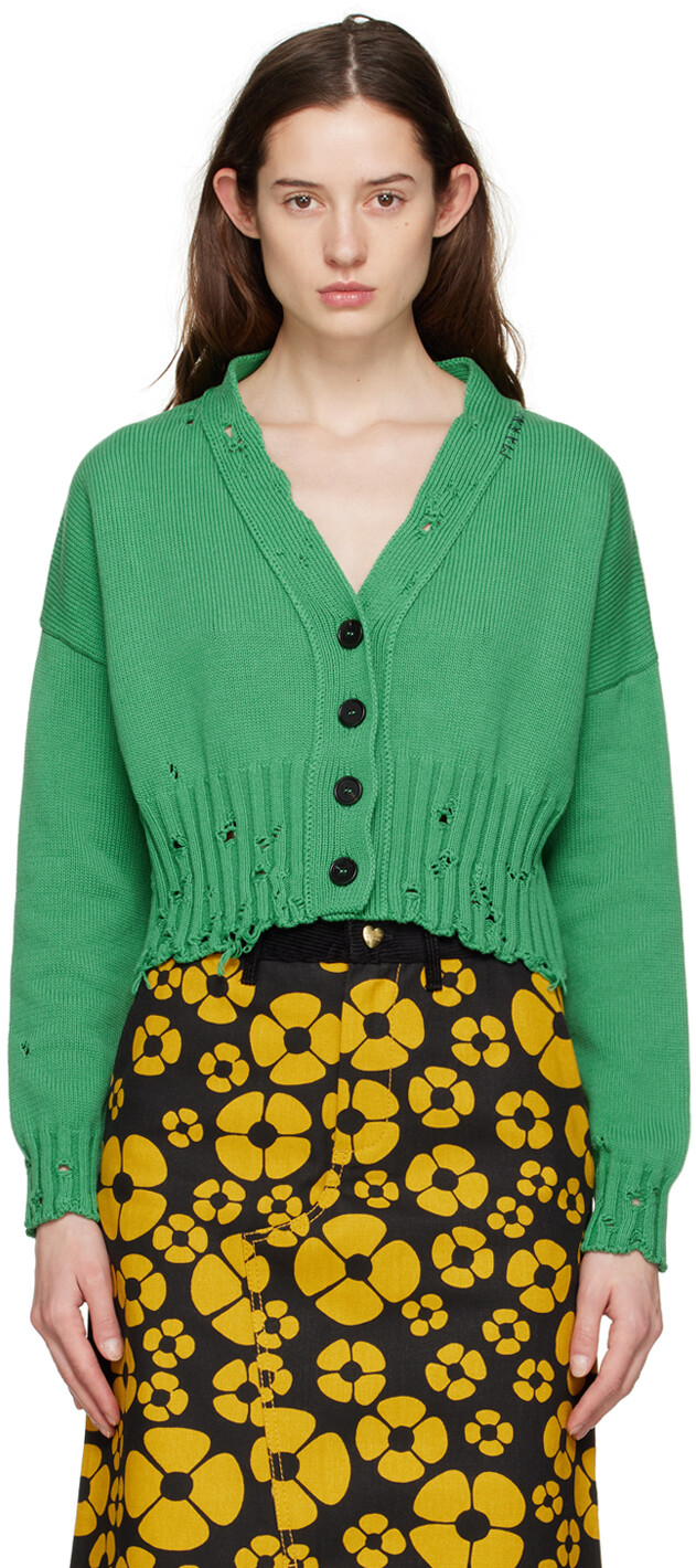 

Зеленый потертый кардиган Marni