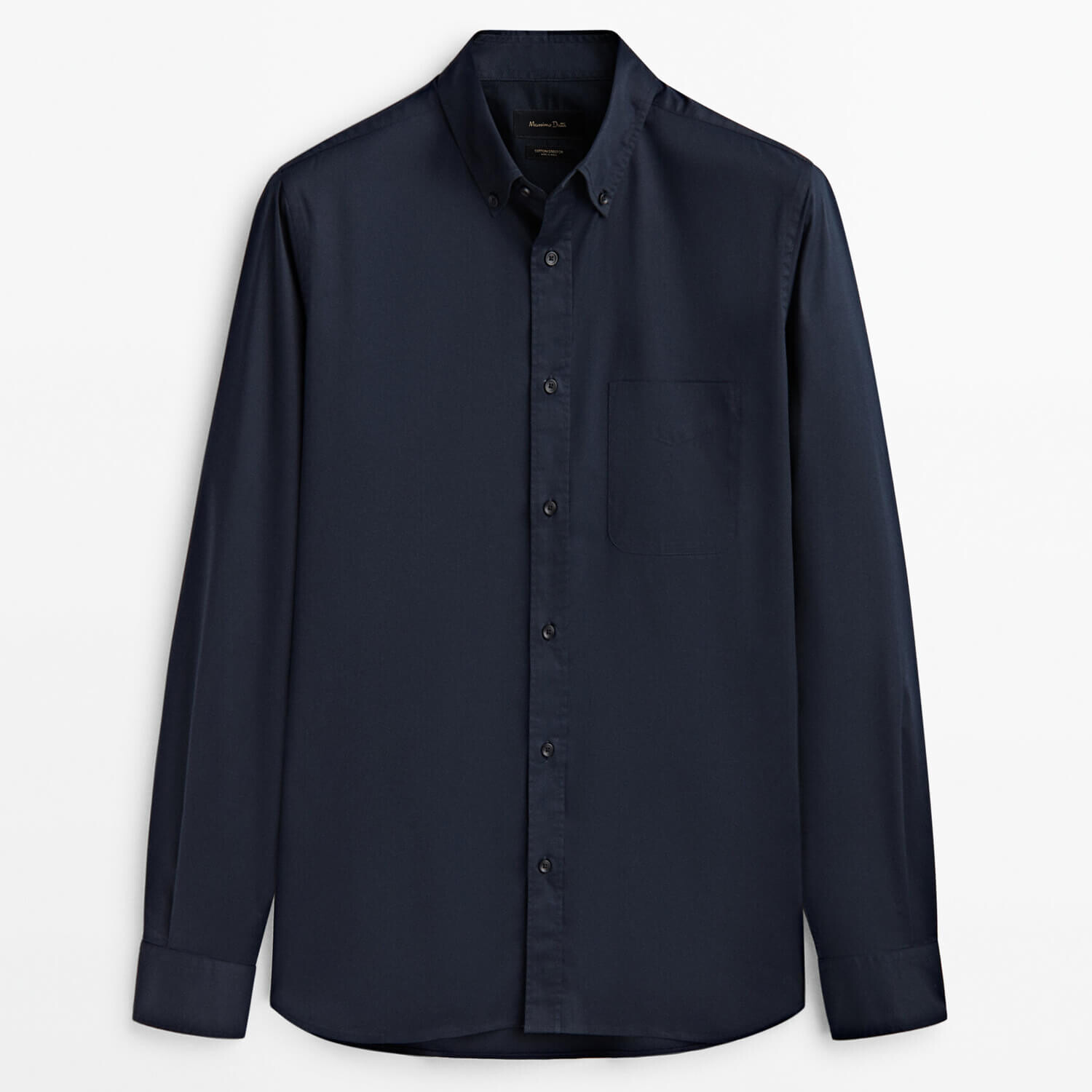 

Рубашка Massimo Dutti Regular Fit Stretchy Cotton Blend With Pocket, темно-синий