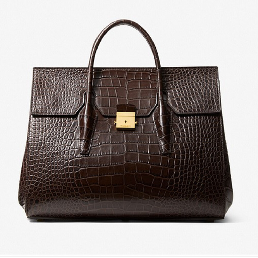 

Сумка Michael Kors Campbell Crocodile Embossed Leather Weekender, шоколадный
