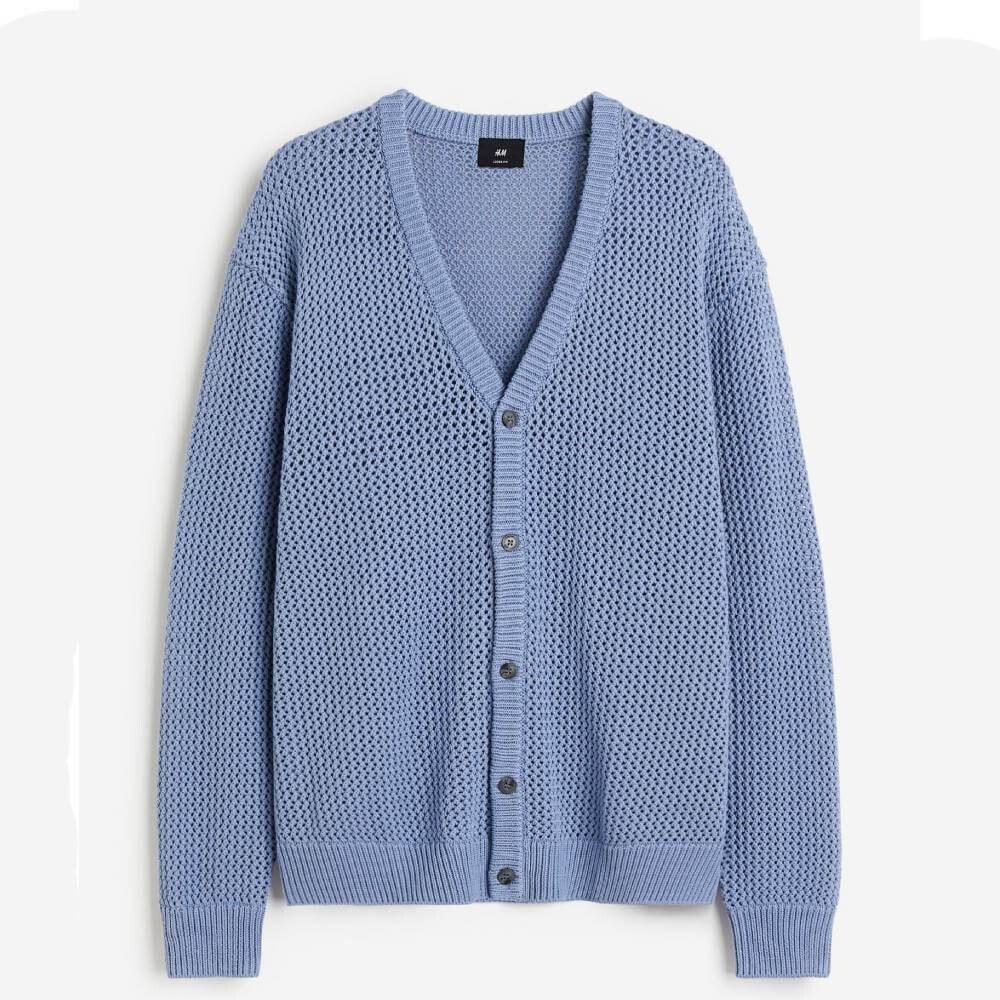 

Кардиган H&M Loose Fit Hole-knit, синий