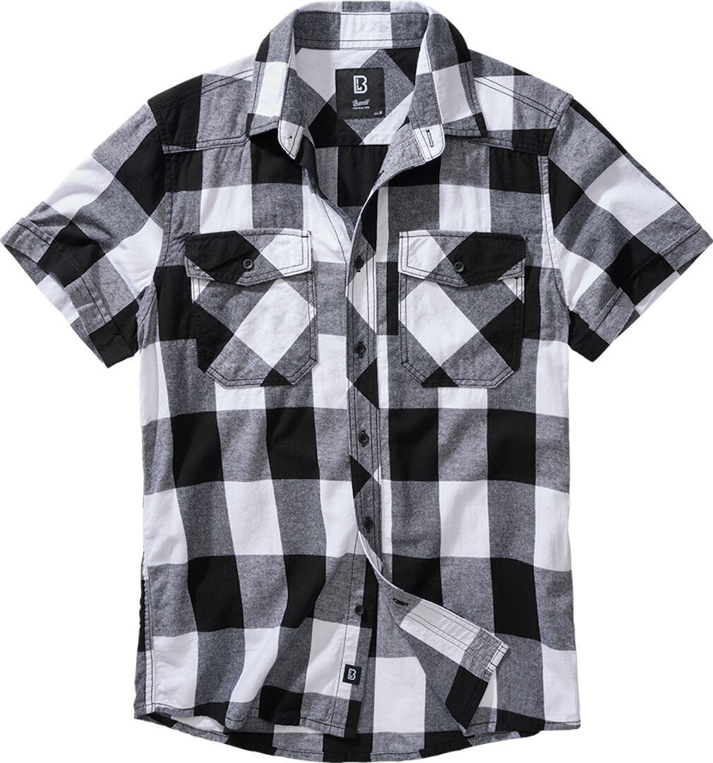 Рубашка Brandit Checkshirt с коротким рукавом, белый/черный платье рубашка kaffe sonia черный белый черный белый