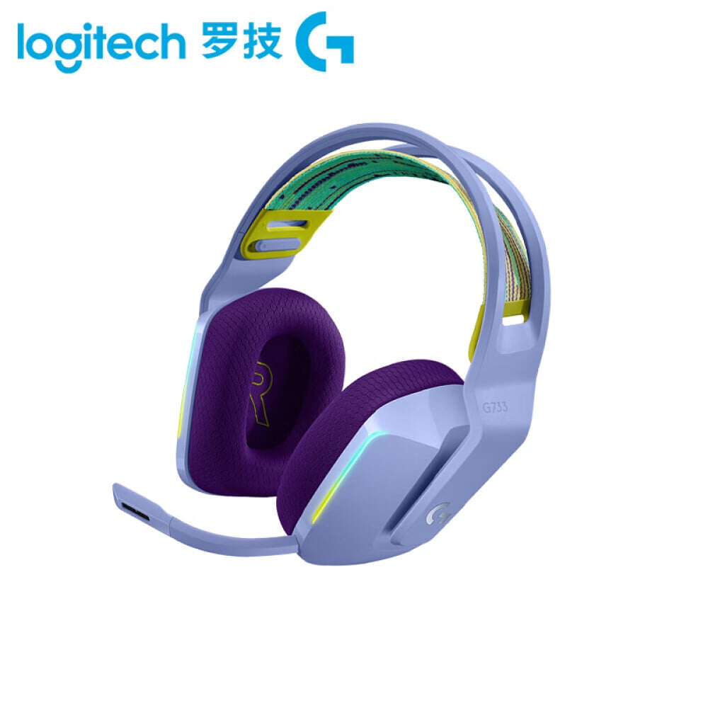 

Беспроводная игровая гарнитура Logitech G733 RGB 7.1 Surround Sound для киберспорта, фиолетовый