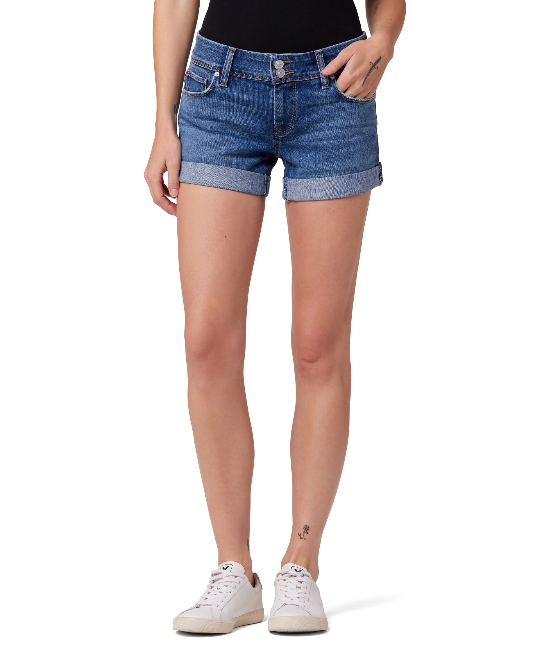 Шорты Hudson Jeans, Croxley Midthigh Shorts (w/ Rolled Hem) in Echo Of Light шорты hudson jeans croxley cuffed shorts in white белый