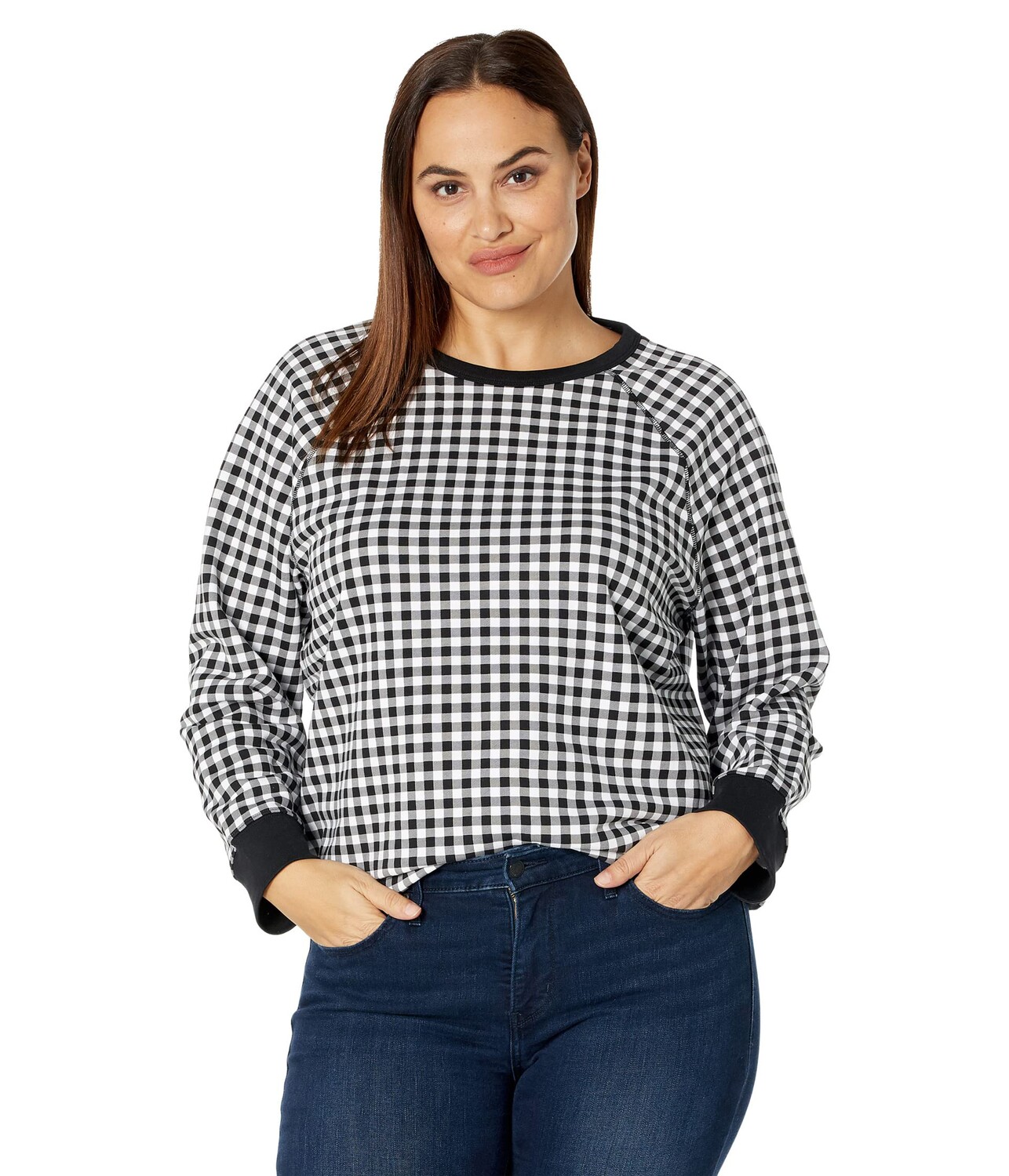 

Пуловер Draper James, Plus Size Natalie Sweatshirt in Gingham, Серый
