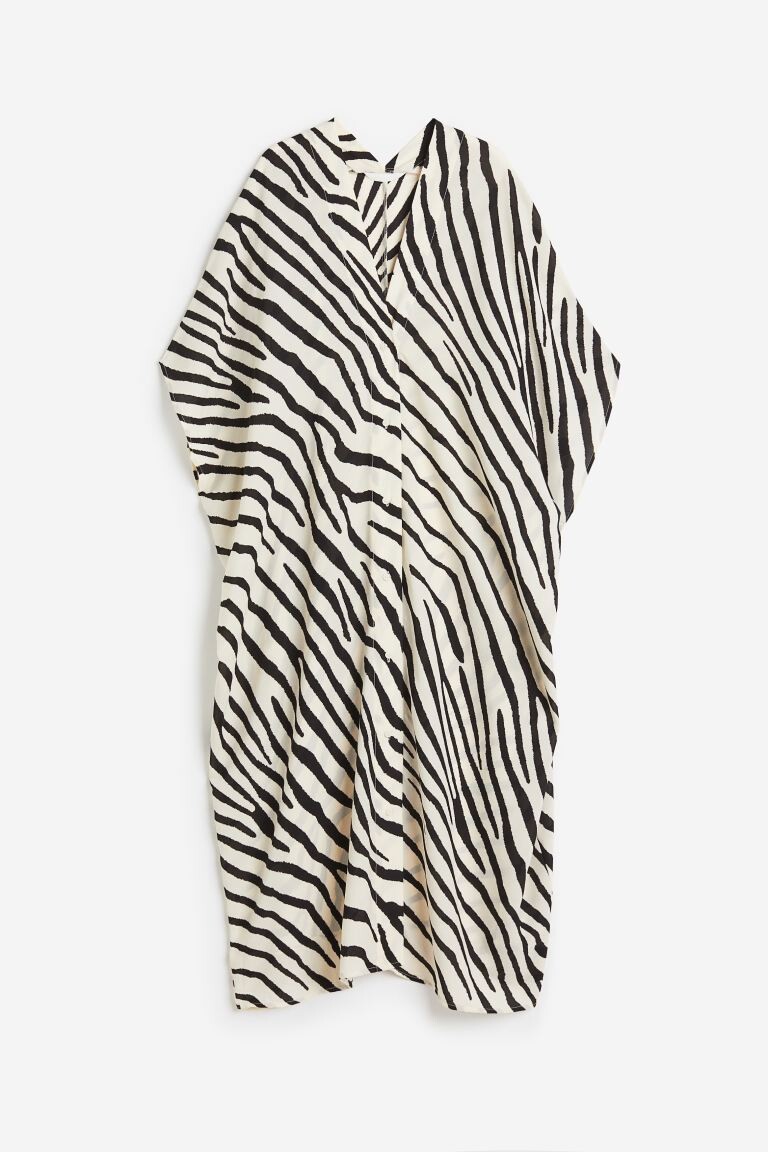 

Платье-кафтан оверсайз H&M, натуральный белый/зебра