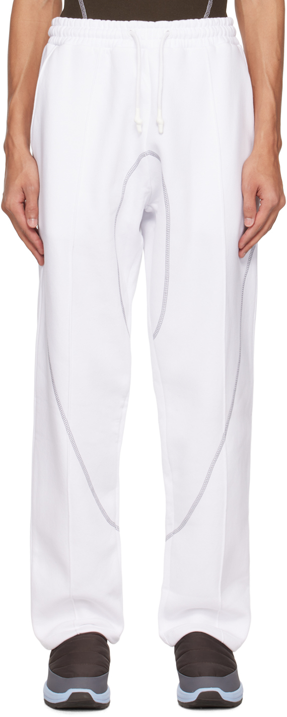 Белые брюки для отдыха с отстрочкой оверлоком Saul Nash