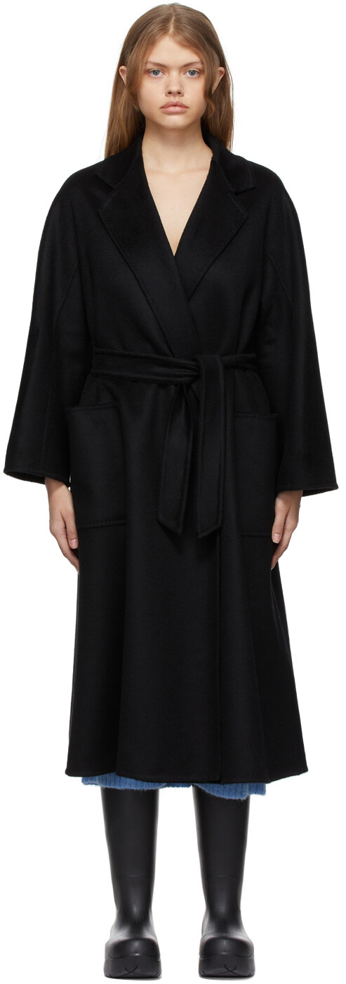 

Черное пальто с запахом Labbro Max Mara
