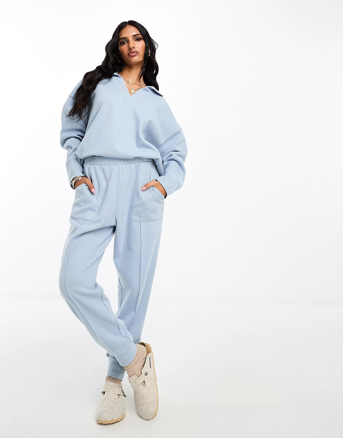 

Джоггеры Asos Design Super Soft Co-ord Seamed, голубой, Синий