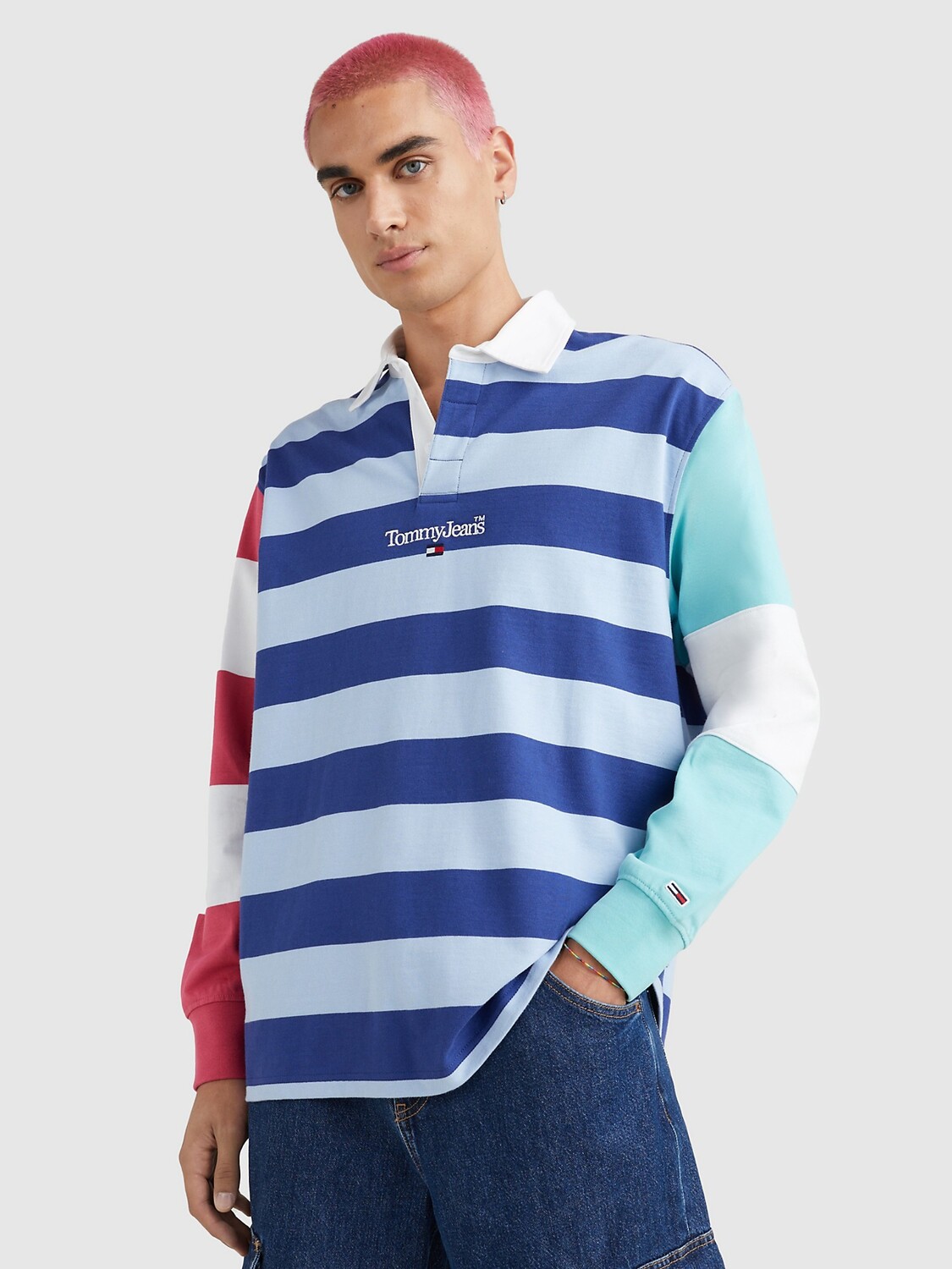 

Регби-поло с полосой skater Tommy Hilfiger, жемчужно-синяя полоса