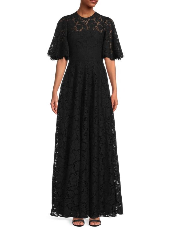 

Кружевное платье с цветочным принтом Valentino Nero