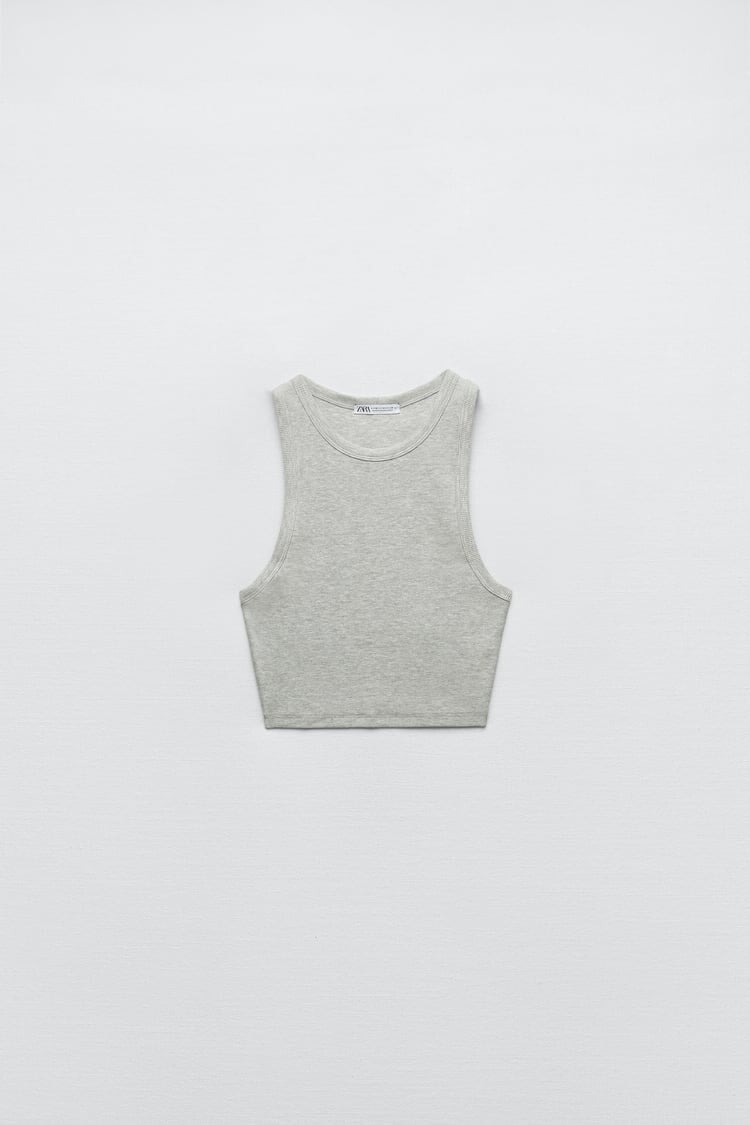 

Футболка Zara Basic Ribbed T-shirt, серый