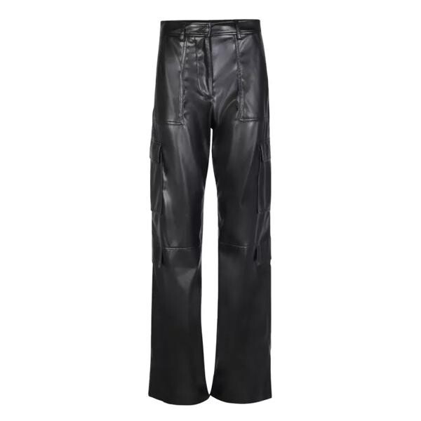 

Брюки faux leather cargo trousers Msgm, черный