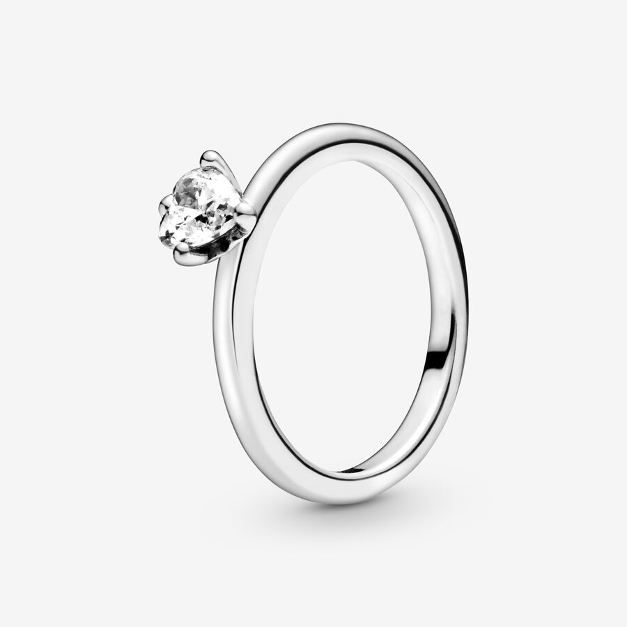 

Кольцо Pandora Moments Heart Solitaire, серебро/прозрачный