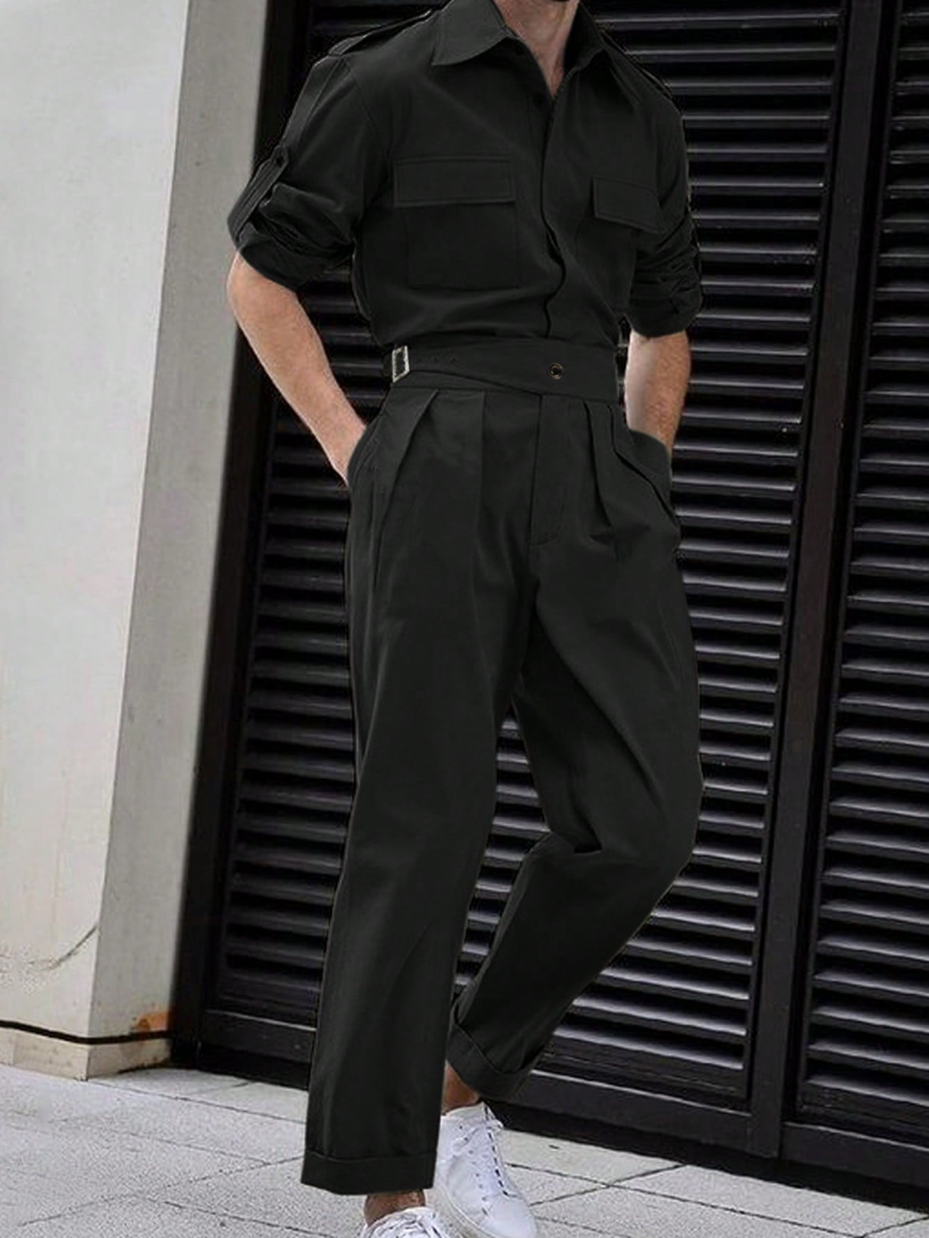 Мужская однотонная повседневная рубашка с длинным рукавом, 2 шт./компл., черный мужская однотонная рубашка eoenkky с длинным рукавом модель 2022 года летняя повседневная модная белая мужская кофта винтажная корейская одеж