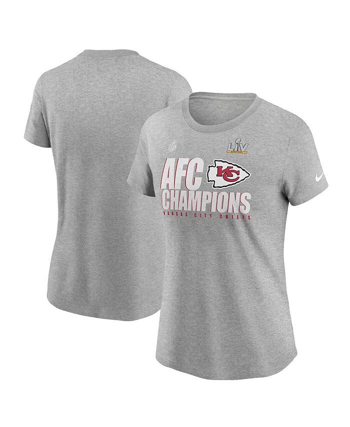 

Женская футболка Heather Grey Kansas City Chiefs 2020 AFC Champions Locker Room Trophy Collection Nike, серый