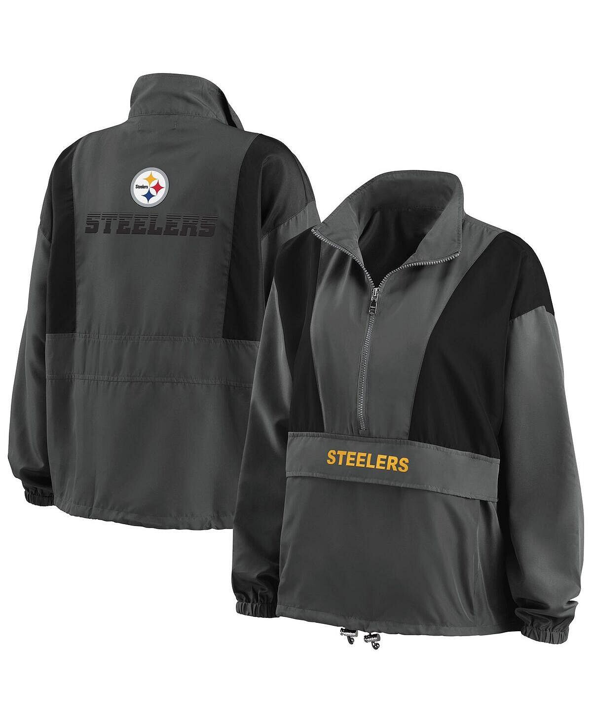 

Женская темно-серая складная куртка с молнией до половины Pittsburgh Steelers Popover WEAR by Erin Andrews