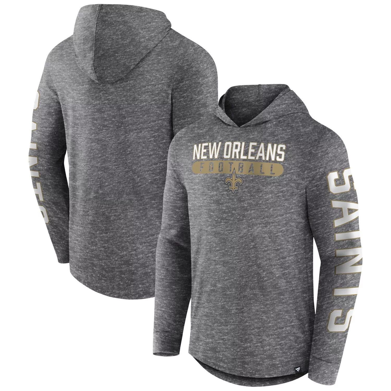 

Мужская футболка с капюшоном с длинными рукавами и логотипом Heather Charcoal New Orleans Saints Pill Stack Fanatics