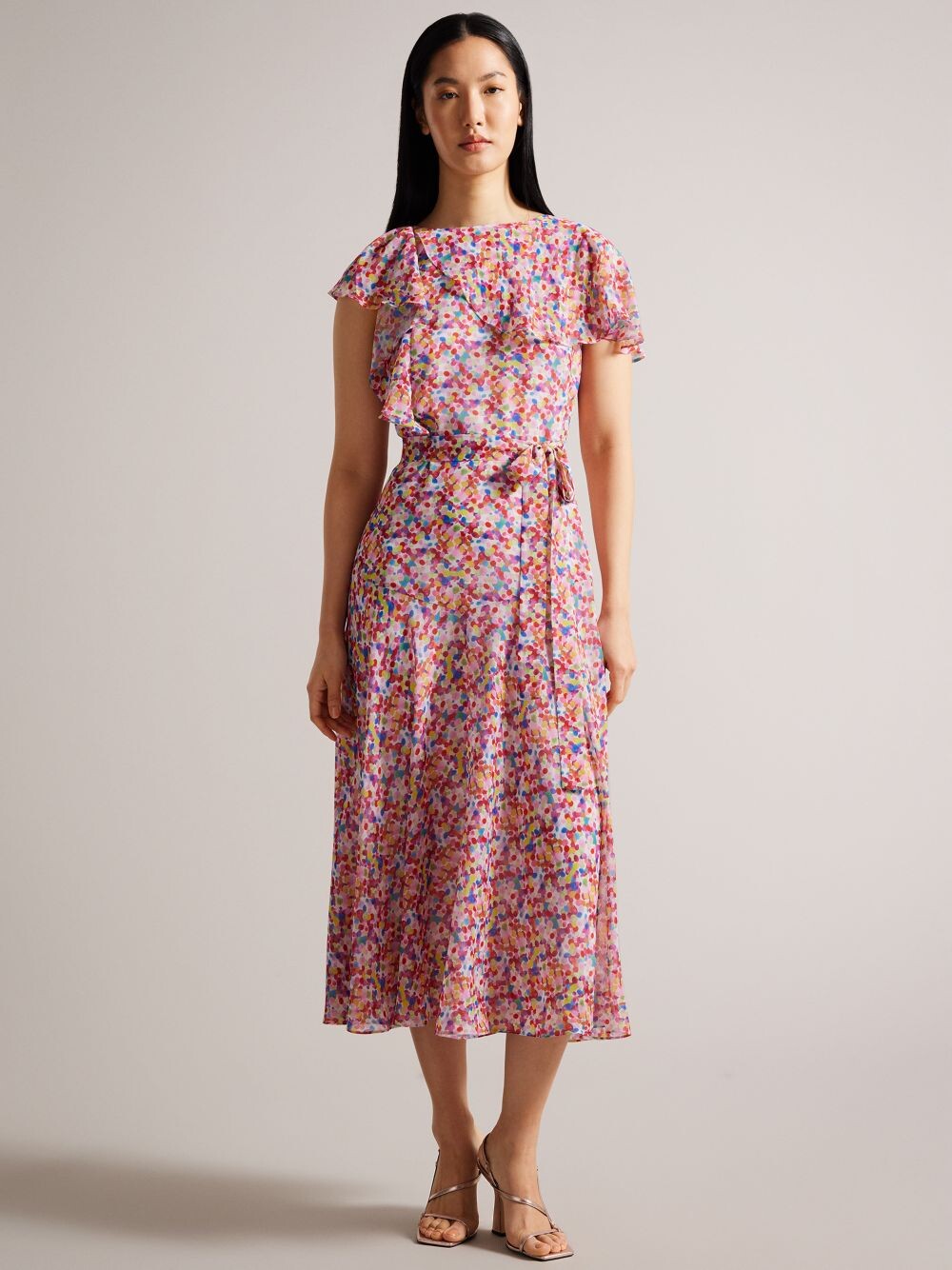 

Чайное платье с точечным принтом Ted Baker Priiyah, разноцветное
