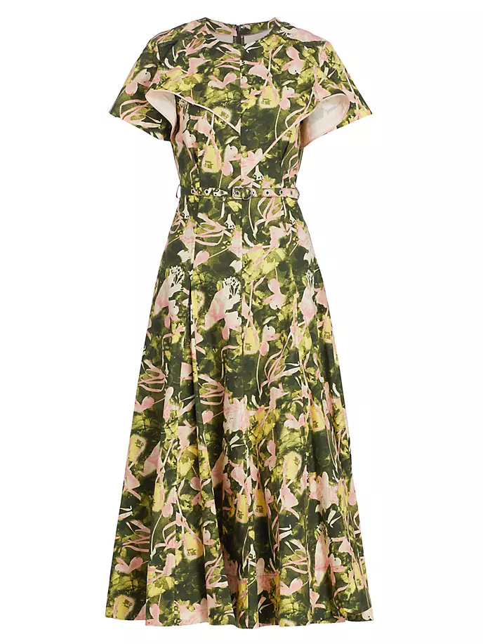 

Платье-трапеция из струящегося поплина Iris 3.1 Phillip Lim, цвет olive floating iris