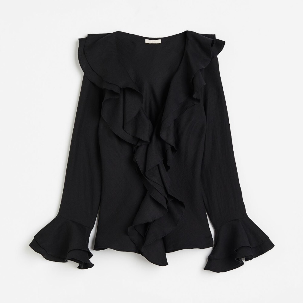 

Блузка H&M Flounce-trimmed, черный