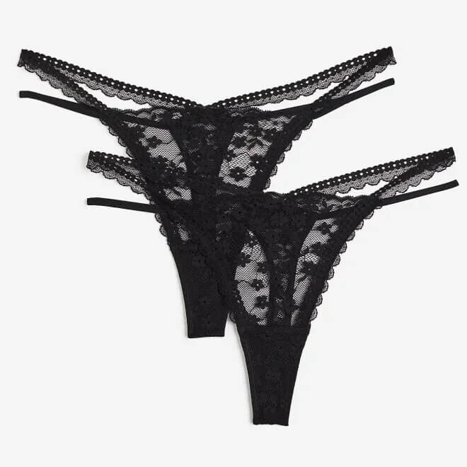 

Комплект трусов H&M Lace Thong, 2 предмета, черный