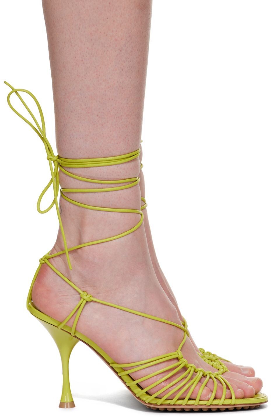 

Зеленые босоножки на каблуке в горошек Lagoon Bottega Veneta