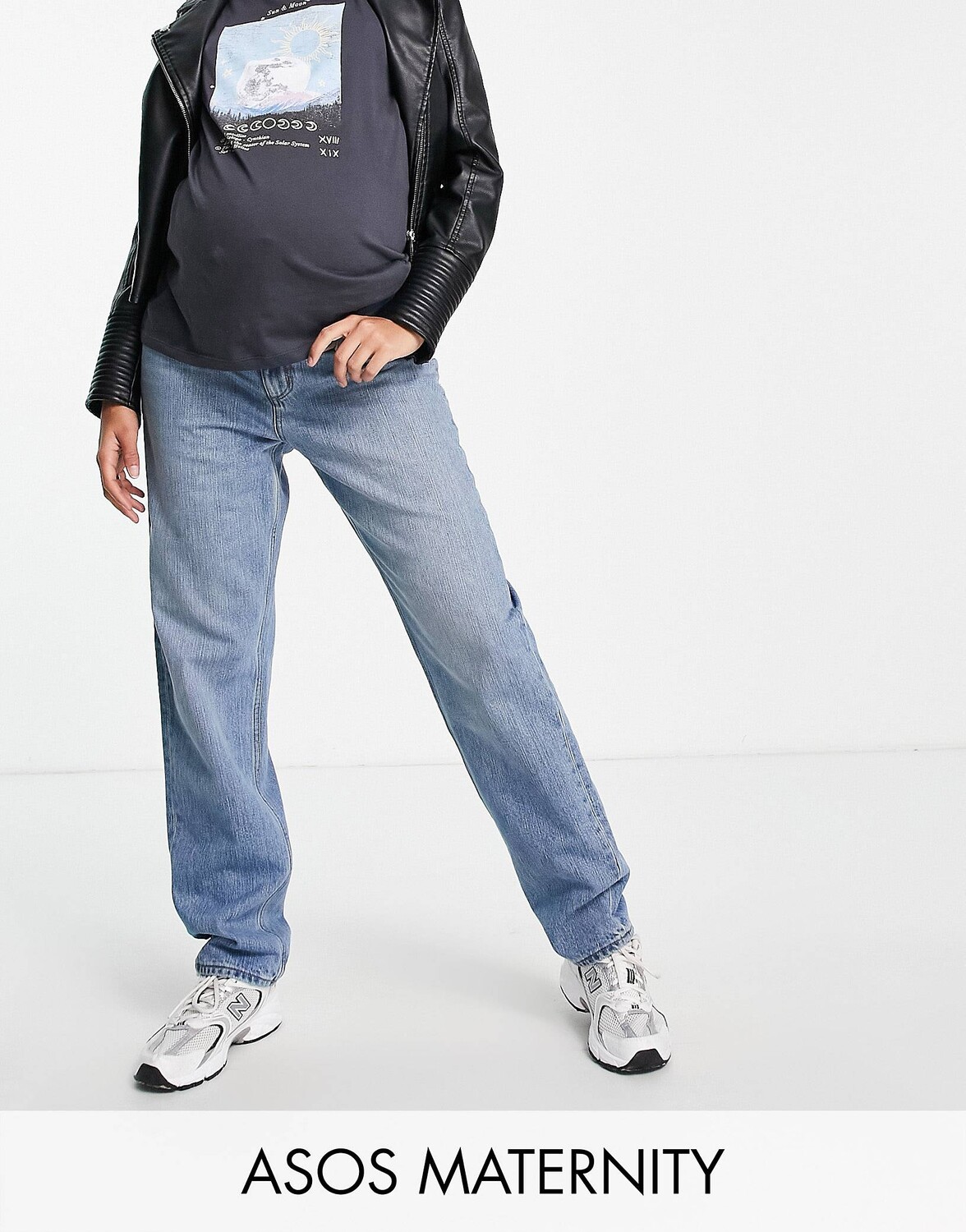 

Черные джинсы с завышенной талией ASOS DESIGN Maternity