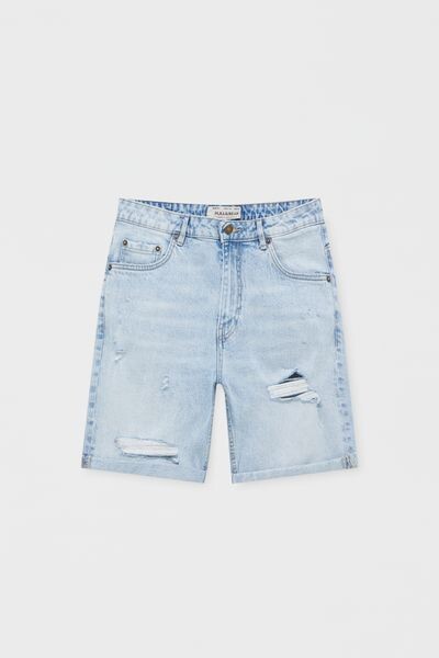 

Рваные джинсовые шорты узкого кроя бермуды PULL&BEAR