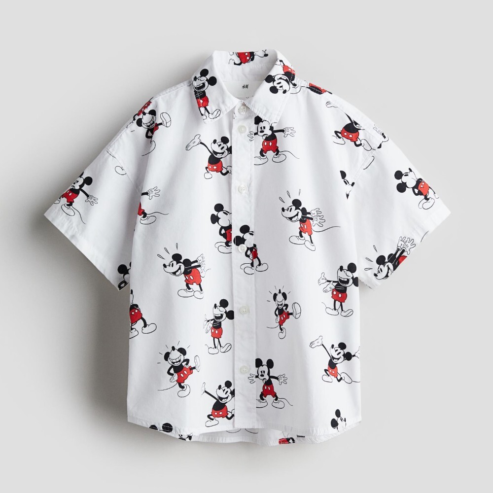 

Рубашка H&M Kids Patterned Cotton Mickey Mouse, белый