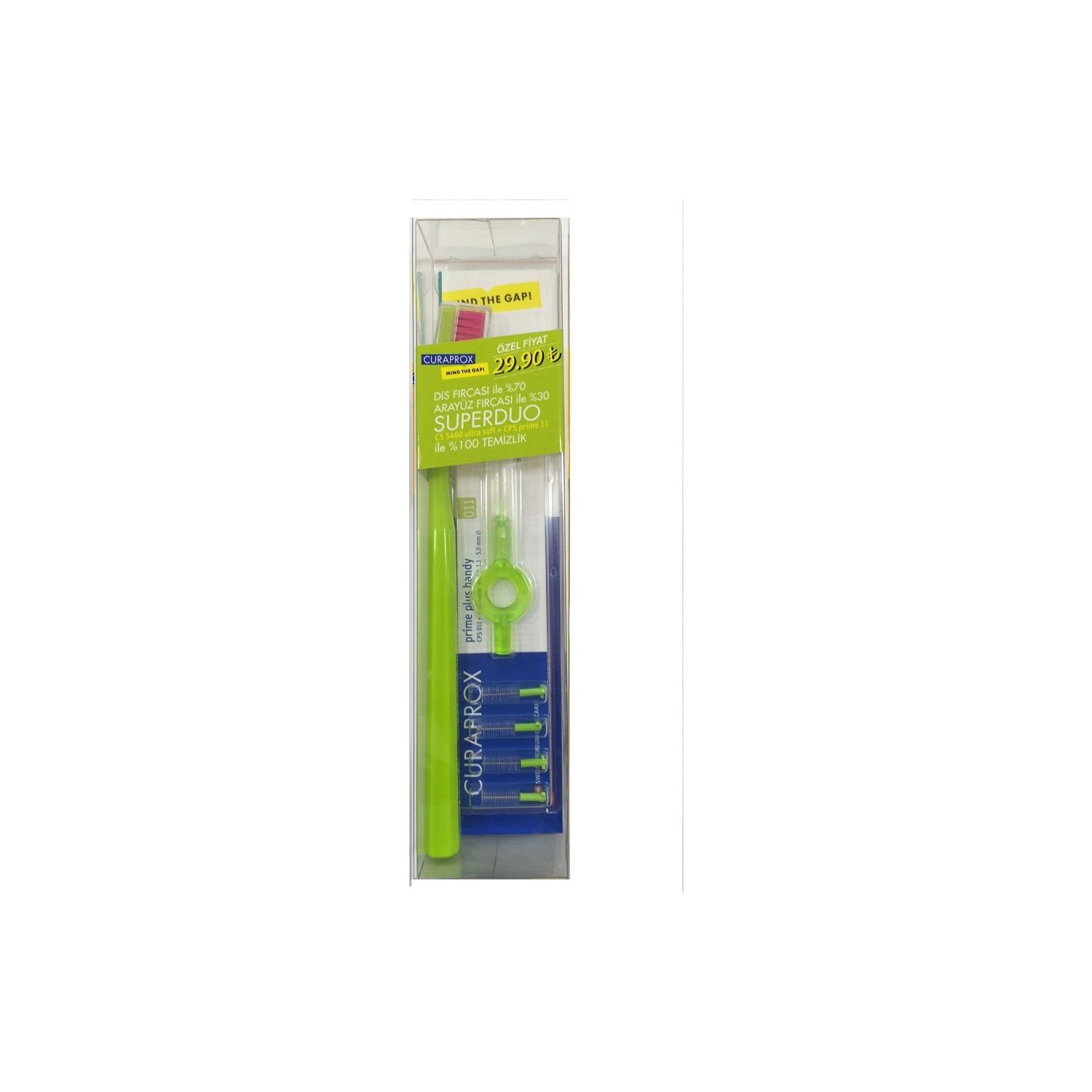 Набор для чистки зубов Curaprox Superduo 011 Interface, зеленый светильник horoz 400 011 106 400 011