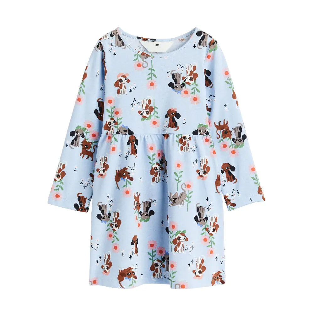 

Платье H&M Kids Cotton Jersey Puppies, голубой