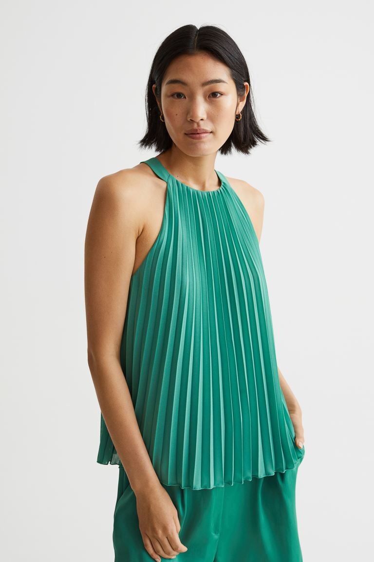 

Плиссированный топ H&M, зеленый