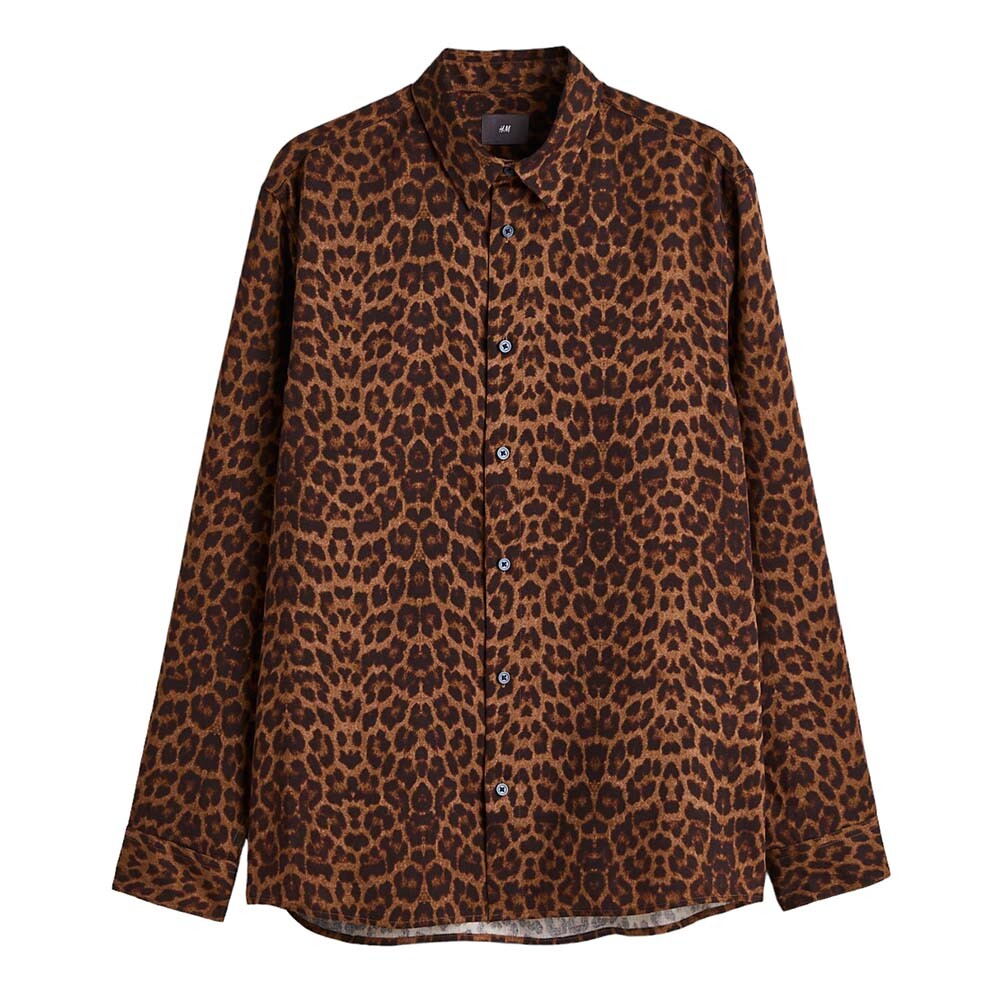

Рубашка H&M Leopard Print Regular Fit Patterned, коричневый