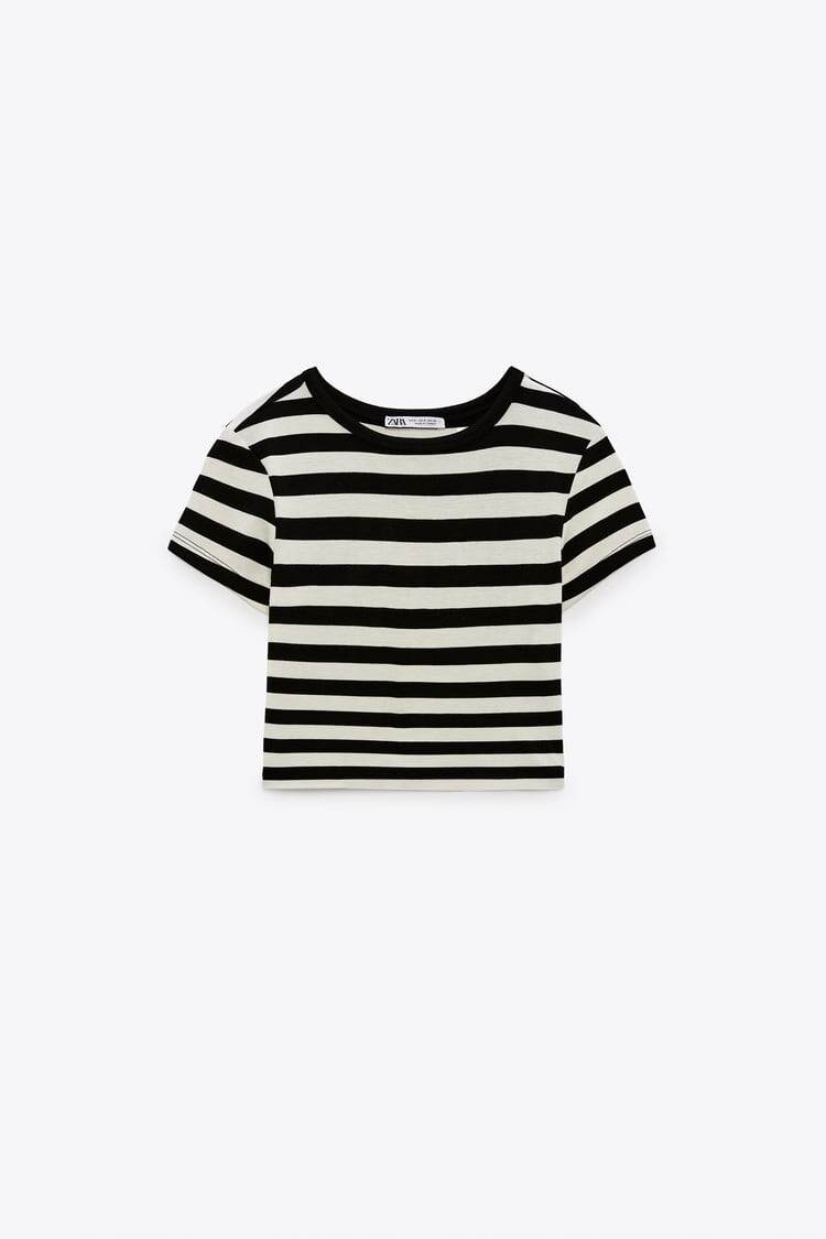 

Топ Zara Crop, чёрно-белый