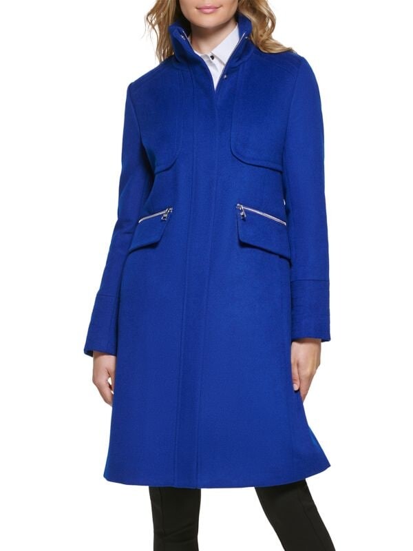 

Пальто Шерстяное Karl Lagerfeld Paris с воротником - стойкой, cobalt