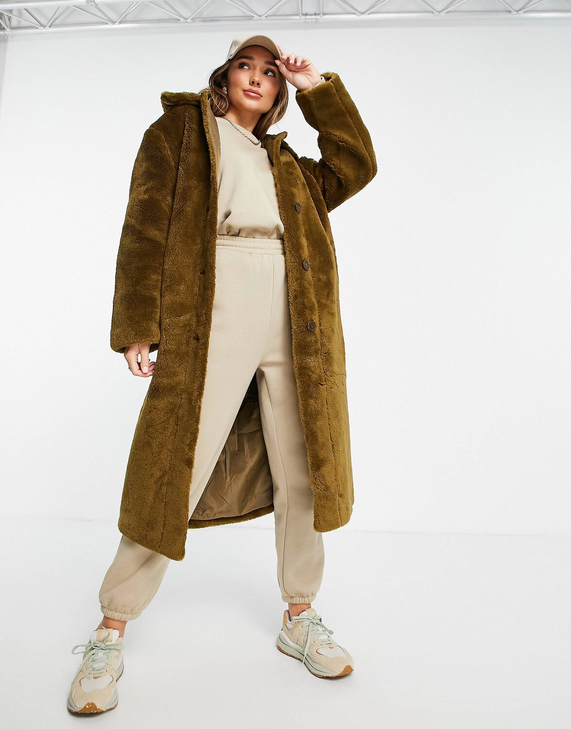 

Оливковое сквозное пальто на пуговицах ASOS DESIGN ASOS DESIGN