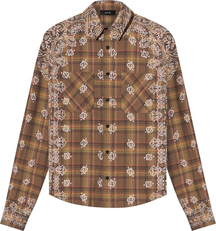 

Рубашка Amiri Bleach Bandana Plaid Shirt 'Brown', коричневый