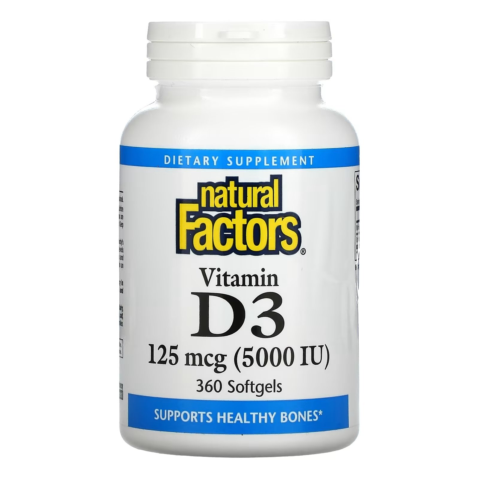 Natural Factors Vitamin D3 5,000 IU, 360 капсул - фото