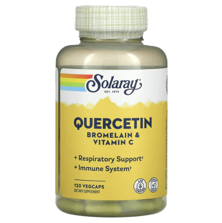 Кверцетин, бромелайн и витамин С, Quercetin, Bromelain & Vitamin C, 120 растительных капсул, Solaray мега кверцетин mega quercetin 600 мг 60 растительных капсул solaray