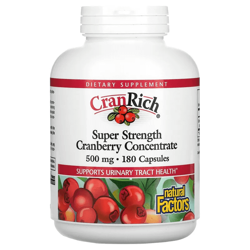 Концентрат клюквы, 500 мг, 180 капсул, Natural Factors, CranRich, Super Strength