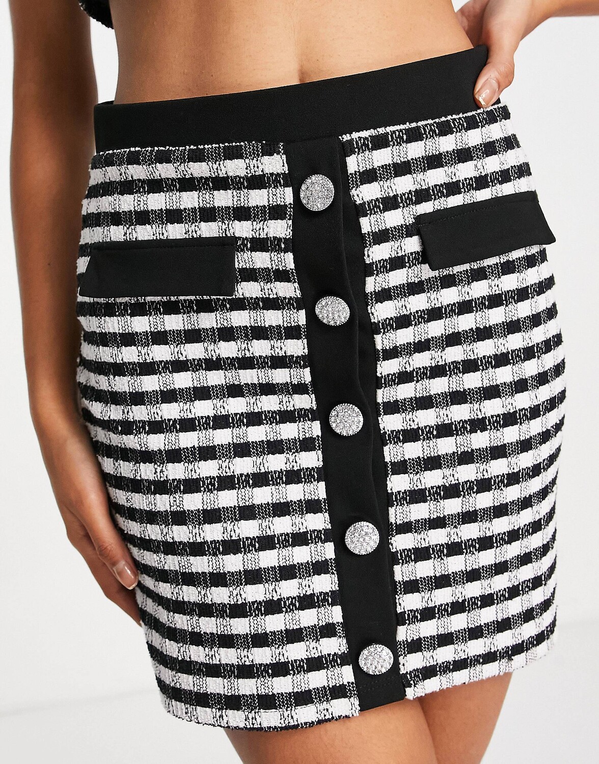 

Мини-юбка из букле в черно-белую клетку Miss Selfridge coord