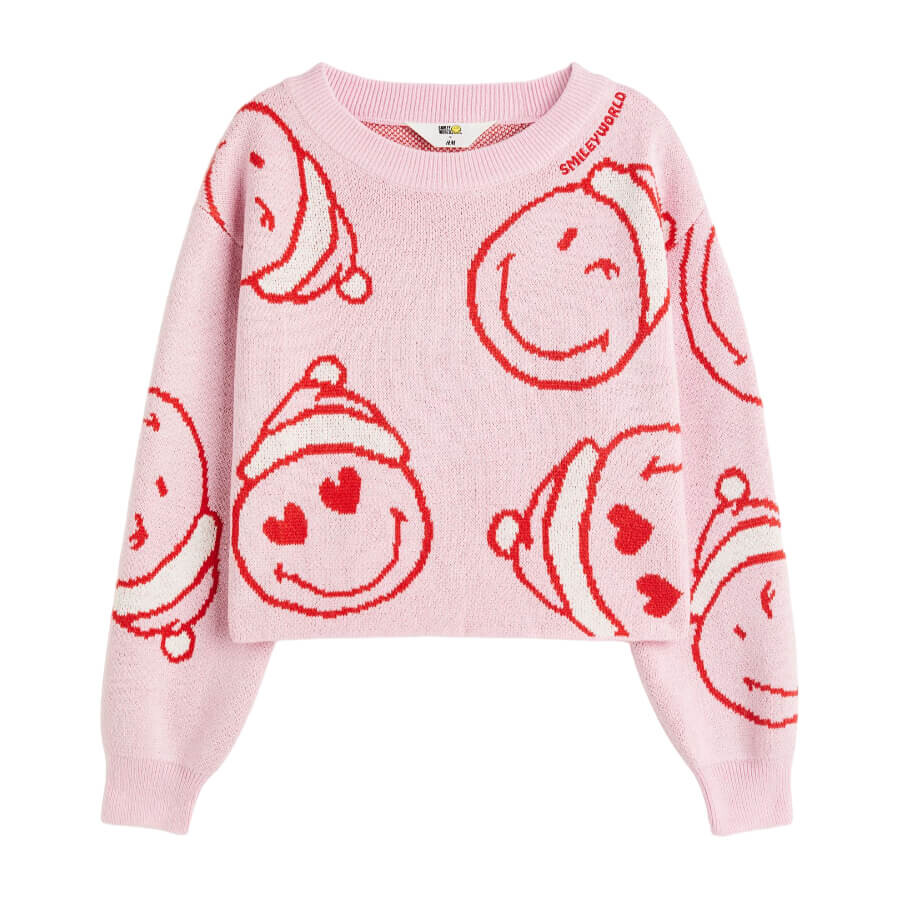 

Джемпер H&M SmileyWorld Jacquard-knit, светло-розовый