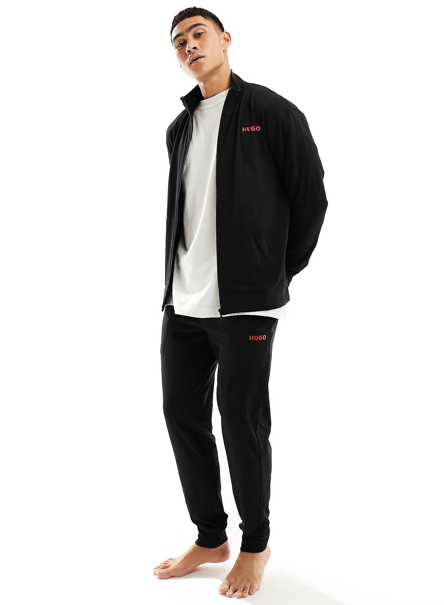 Джоггеры Hugo Bodywear Linked Zip, черный бежевый свитшот для отдыха hugo bodywear с логотипом hugo red