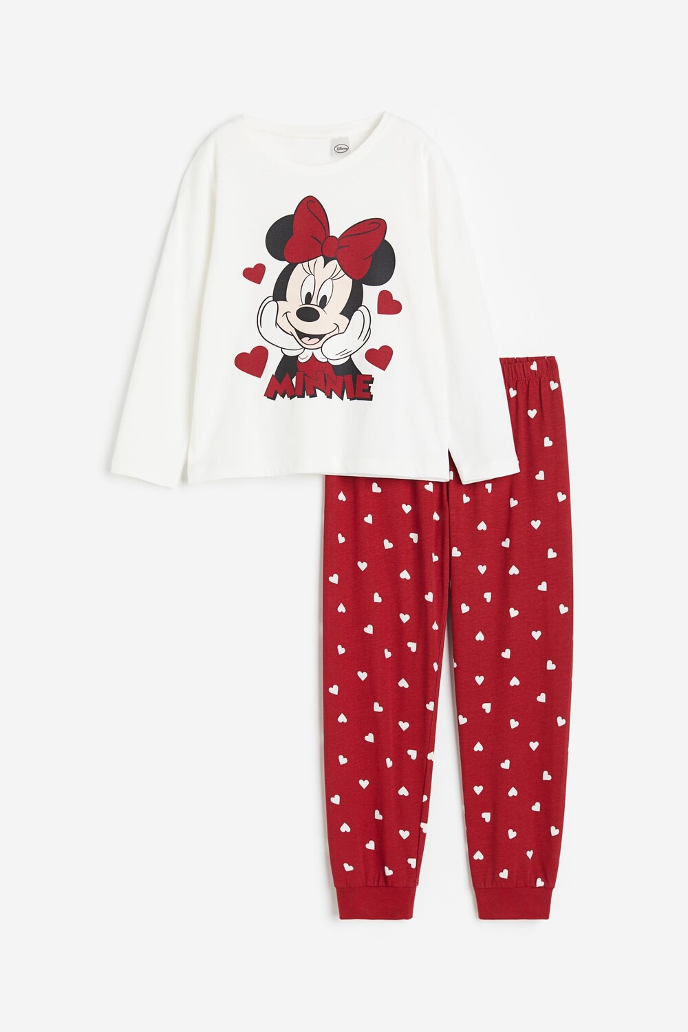 

Пижамный комплект H&M Disney Minnie Mouse Jersey, 2 предмета, красный/белый